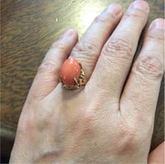18金珊瑚のアンティークリングのサムネイル