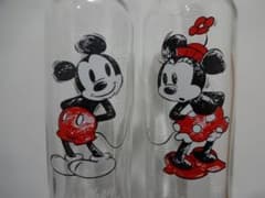 Disney 미키 & 미니 유리 병 2 개 세트