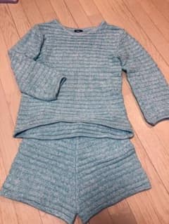 値下げ！美品RCWB♡ニットトップス＋ニットショートパンツ♡秋冬春＊水色のサムネイル