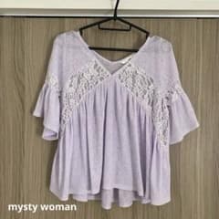 mysty woman レース切替フレアブラウス ラベンダーのサムネイル