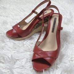 未使用　ペリーコサニー　レザー　サンダル　ウェッジソール　レッド　24cm