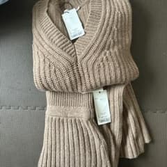 MOUSSY ベージュ Vネック長袖ニットセットアップのサムネイル