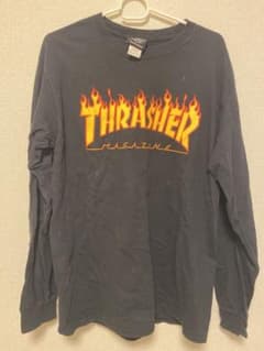 THRASHER フレイムロゴ 長袖Tシャツ M ブラックのサムネイル