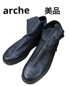 arche アルシュ レザー ショートブーツ サイドジップ 39 ブラック 黒
