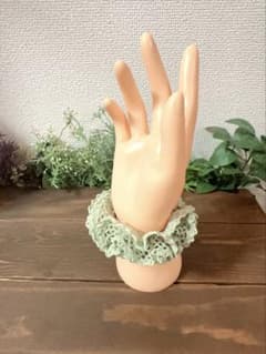 【ハンドメイド】3段レース編み シュシュ グリーン系のサムネイル