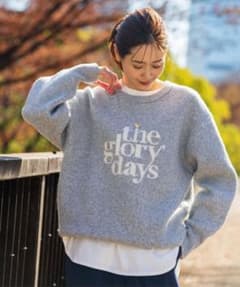 GLOBAL WORK フワフワHugmeロゴプルオーバー ニット グレー M