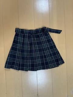ネイビー×グリーン系チェックスカート 160cm 制服風のサムネイル
