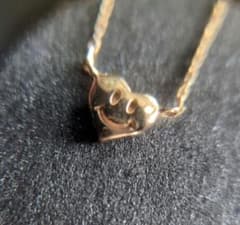 K10　スマイル　ハート　ダイヤ　リバーシブル　ネックレス