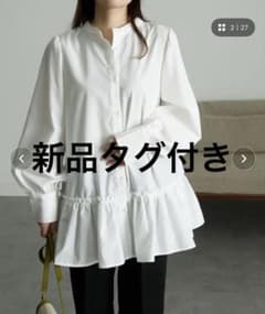 新品タグ付 RANAN 前後2WAY ティアードシャツ M ホワイト