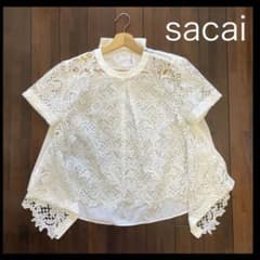 sacai 20SS レース シャツ ブラウス トップス 異素材 ドッキング 白