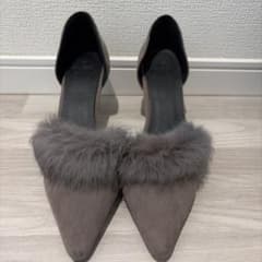 GRL ファー付きパンプス グレー 23.5cmのサムネイル