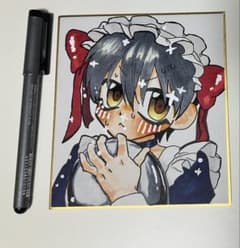 m*˚様 手描きイラスト　色紙　男の子のサムネイル