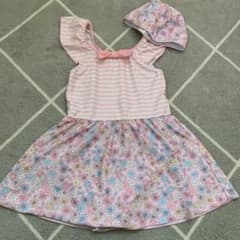 水着 女の子 ワンピースキャップつき130のサムネイル