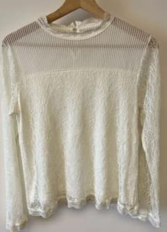 Discoat アイボリー レース長袖シャツ