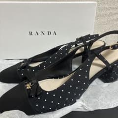 RANDA ミニリボンバックストラップパンプス ドット Lサイズのサムネイル