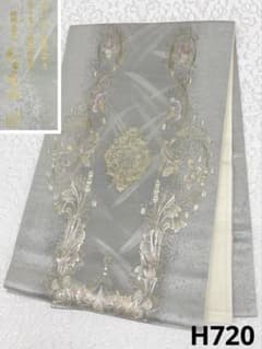 金彩友禅 京の名工 和田光正 袋帯 落款入 銀彩 正絹 お太鼓柄 金彩友禅 京の名工 和田光正 袋帯 落款入 銀彩 正絹 お太鼓柄