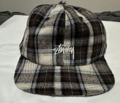 Stussy チェック柄キャップ ブラウン/ホワイト