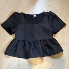 H&M DIVIDED ペプラムトップス ブラック XSのサムネイル