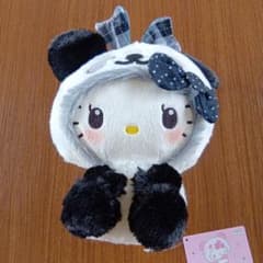 【新品】パンダ ハローキティ テキスタイルリボン BIGぬいぐるみ ブラック