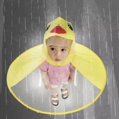 キッズ　レインコート　あひるの帽子　手ぶらで傘のサムネイル