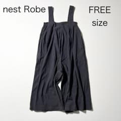 3457【美品】ネストローブ コットンリネン近江晒サロペット グレー 