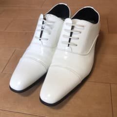 結婚式 新郎 靴 ホワイト エナメルのサムネイル