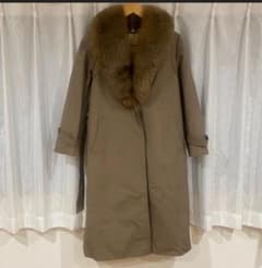 ファー付きベージュロングコート diolen cotton ディオレンコットン 