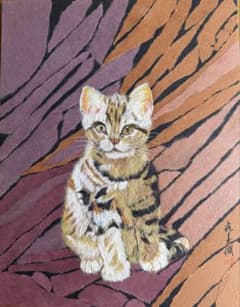 ちぎり絵　猫のサムネイル