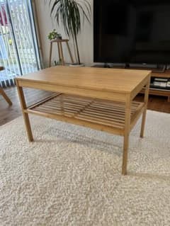 IKEA 廃盤希少 竹集成材製 デザインローテーブル・センターテーブル 美