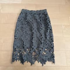 カーキレース花柄 タイトスカートのサムネイル