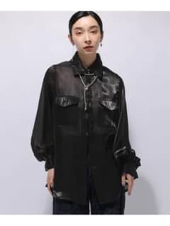HARE シャイニーシアーポケットシャツ 黒のサムネイル