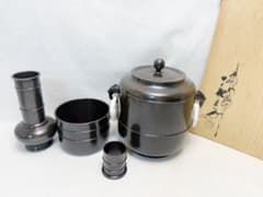 ほぼ未使用 茶道具 一ノ瀬宗辰造 唐銅 台子皆具 環付水指 建水 杓立 蓋