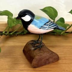 シジュウカラ 四十雀 野鳥 木彫り バードカービング 木製彫刻