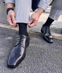 本革 ストレートチップ 25cm 未使用 ビジネスシューズ ブラックグレーのサムネイル