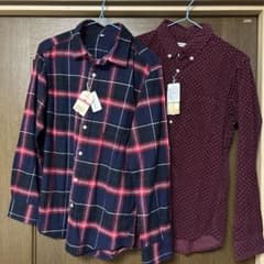 長袖シャツ2点セット チェック柄・ドット柄のサムネイル