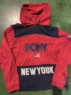 PONY パーカー レッド ネイビー Mサイズのサムネイル
