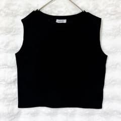 アクアイスト ノースリーブ カットソー ブラック シンプル 万能 上品 きれいめのサムネイル