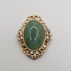 2WAY 天然石風 ブローチ クリップ ペンダントトップ 緑 金 - メルカリ