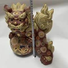 九谷焼 特大　35cm 玉乗り獅子 狛犬 置物 縁起物 九谷焼 特大 35cm 玉乗り獅子 狛犬 置物 縁起物 - メルカリ