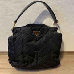 PRADA 黒 ナイロン キルティング ハンドバッグのサムネイル