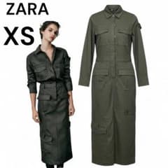 미품 ZARA 밀리터리 원피스 롱 카키 XS 셔츠 원피