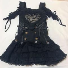 LIZLISA ハートエプロン ジャンスカセットアップ ブラック - メルカリ