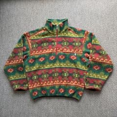 90s USA製 ノースフェイス ネイティブ柄 総柄 ハーフジップ フリース