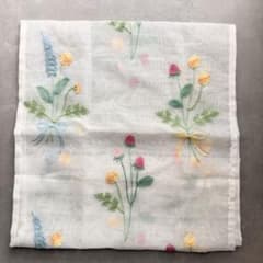 미사용 카페 커튼 플로랄 패턴 자수 화이트 세로 120 cm×가로 42.5 cm