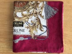 CELINE セリーヌ 大判ハンカチ タッセル柄　綿のサムネイル