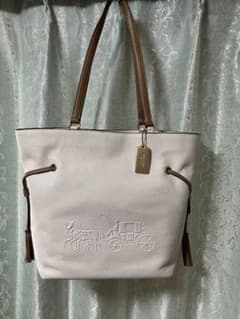 COACH コーチ アンディトートバッグ レザーベージュ アイボリー 馬車 