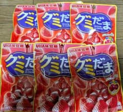 UHA味覚糖】グミだま いちご味 いちご飴グミ 6袋セット - メルカリ