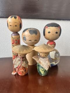 こけし 木製人形 5体セット 昭和レトロ 民芸品 置物 - メルカリ