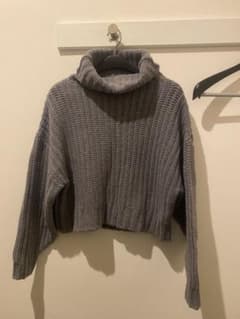 【Lサイズ】ニット セーター タートルネック グレーのサムネイル