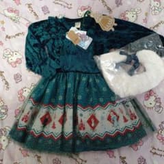 Litsey Frozen Anna Elsa Long-Sleeved Dress with Fur Collar, Size 90